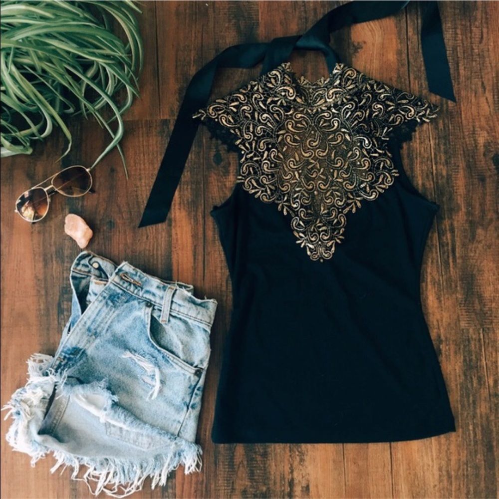 Gold Lace Top